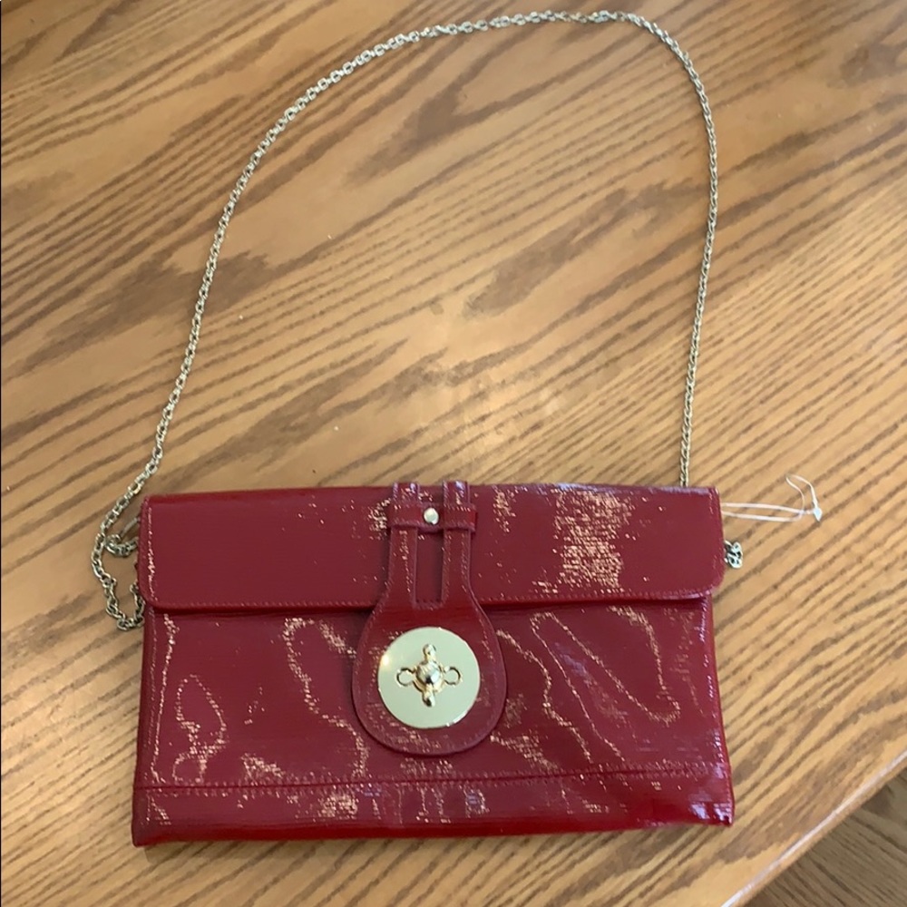 Dark Red Cesca crossbody bag with gold accents